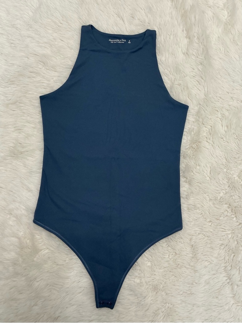 Abercrombie & Fitch Navy Blue Ribbed High-Neck Bodysuit